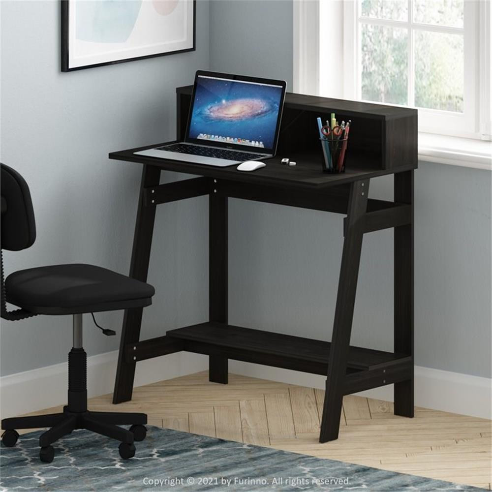 Pemberly Row Engineered Wood Simplistic A Frame Computer Desk in Espresso