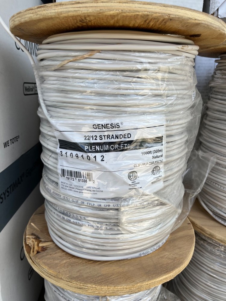 Honeywell Genesis 3109 22/12C Stranded Security/Control Cable Plenum White 1000’