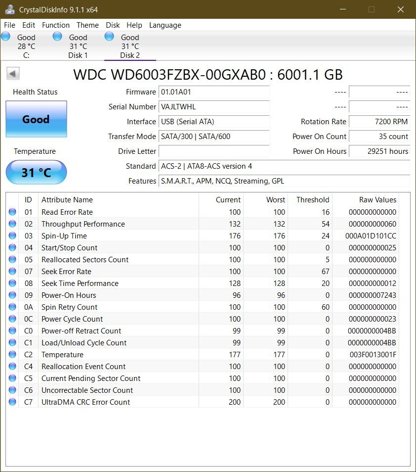 Western Digital WD Black HDD WD6003FZBX 6TB w/ 256MB Cache 6Gb/s 7200rpm 3.5"