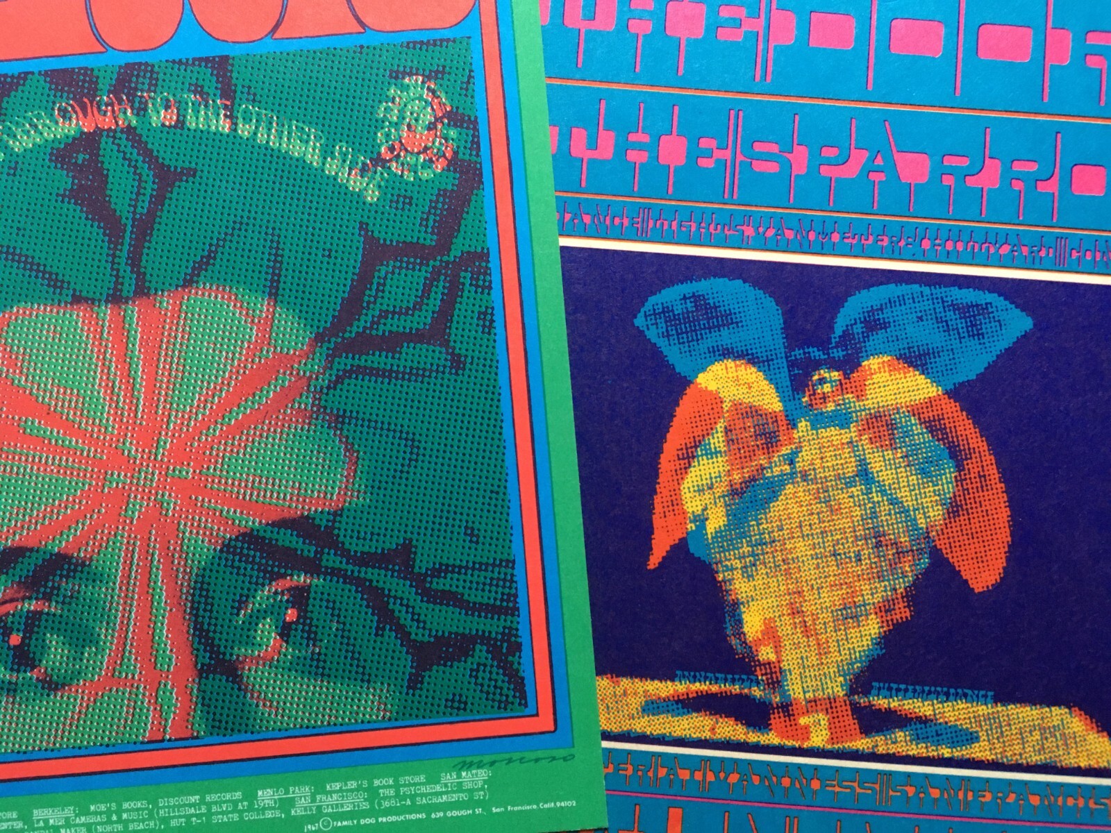 1967 The Doors Sparrow Avalon Postcard Lot of 2 Victor Moscoso FD-50 FD-61