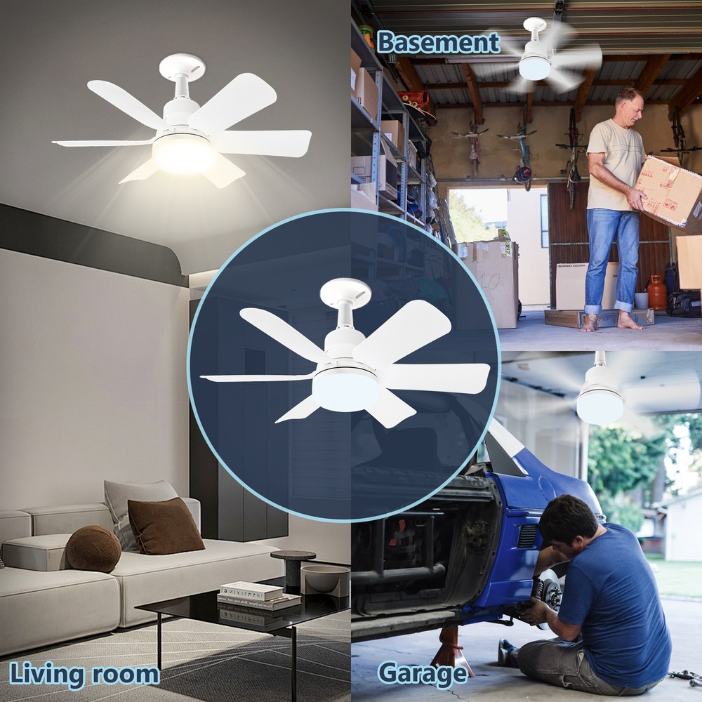 Socket Fan Light with Remote Control,20" Screw in Ceiling Fans with Lights
