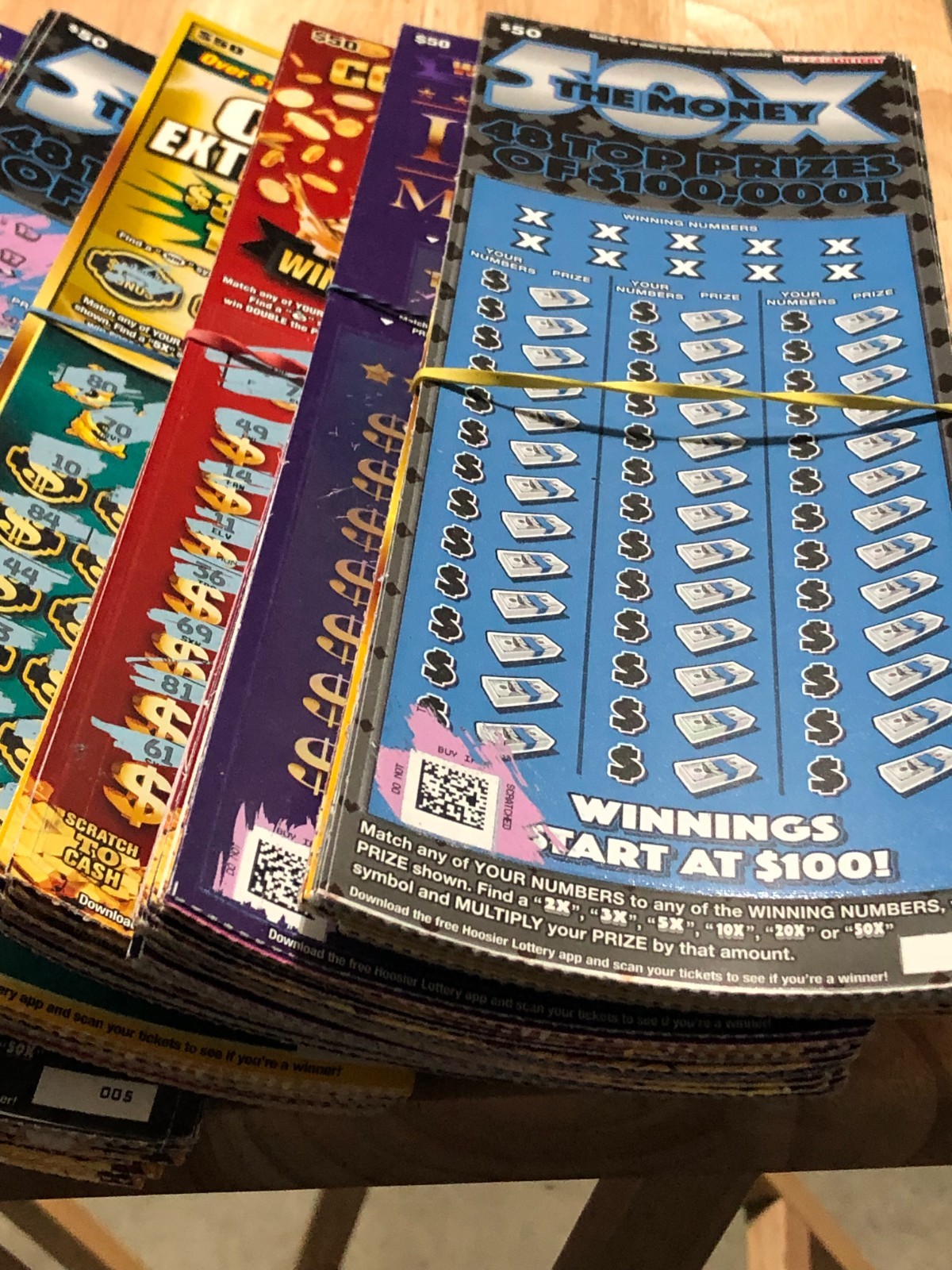 $6,000 Worth of Indiana NON-WINNING used $50 Lottery Scratch off Tickets 2025