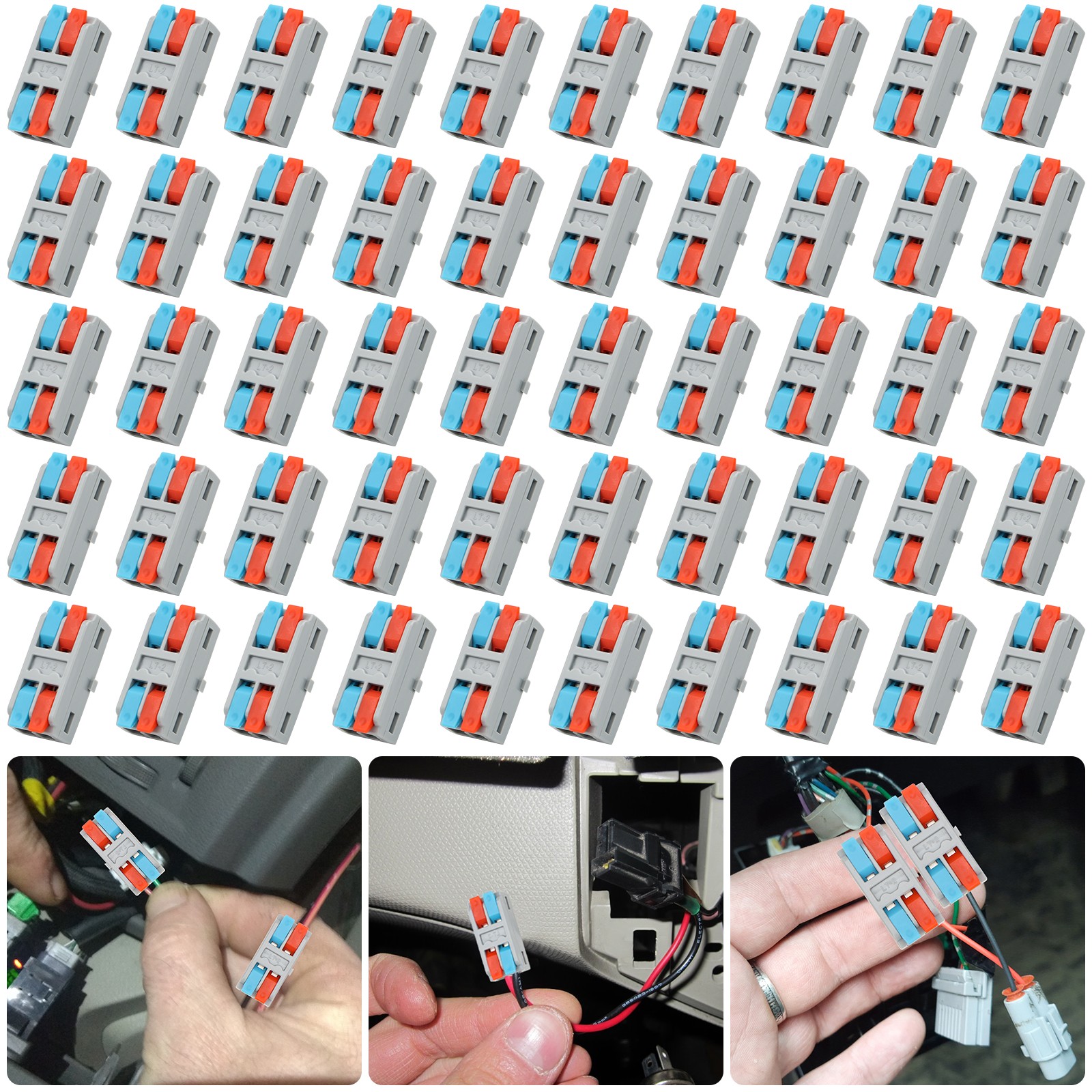 50 PCS Lever Wire Connectors Kit Push-In Quick Splice Terminal Blocks 24-12 AWG