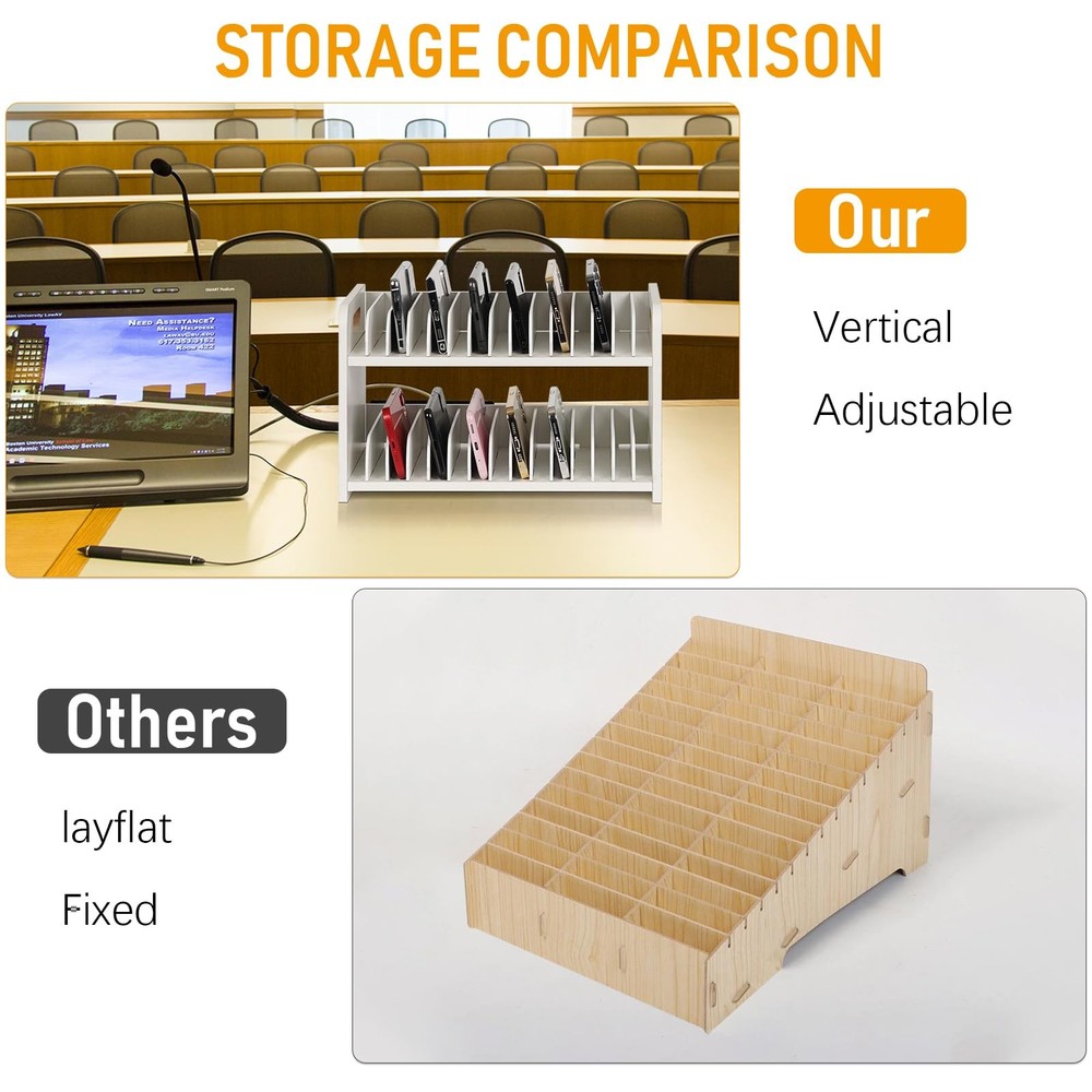 Cell Storage Classroom Cell Holder Adjustable Wooden Multiple Rack Caddy Orga...