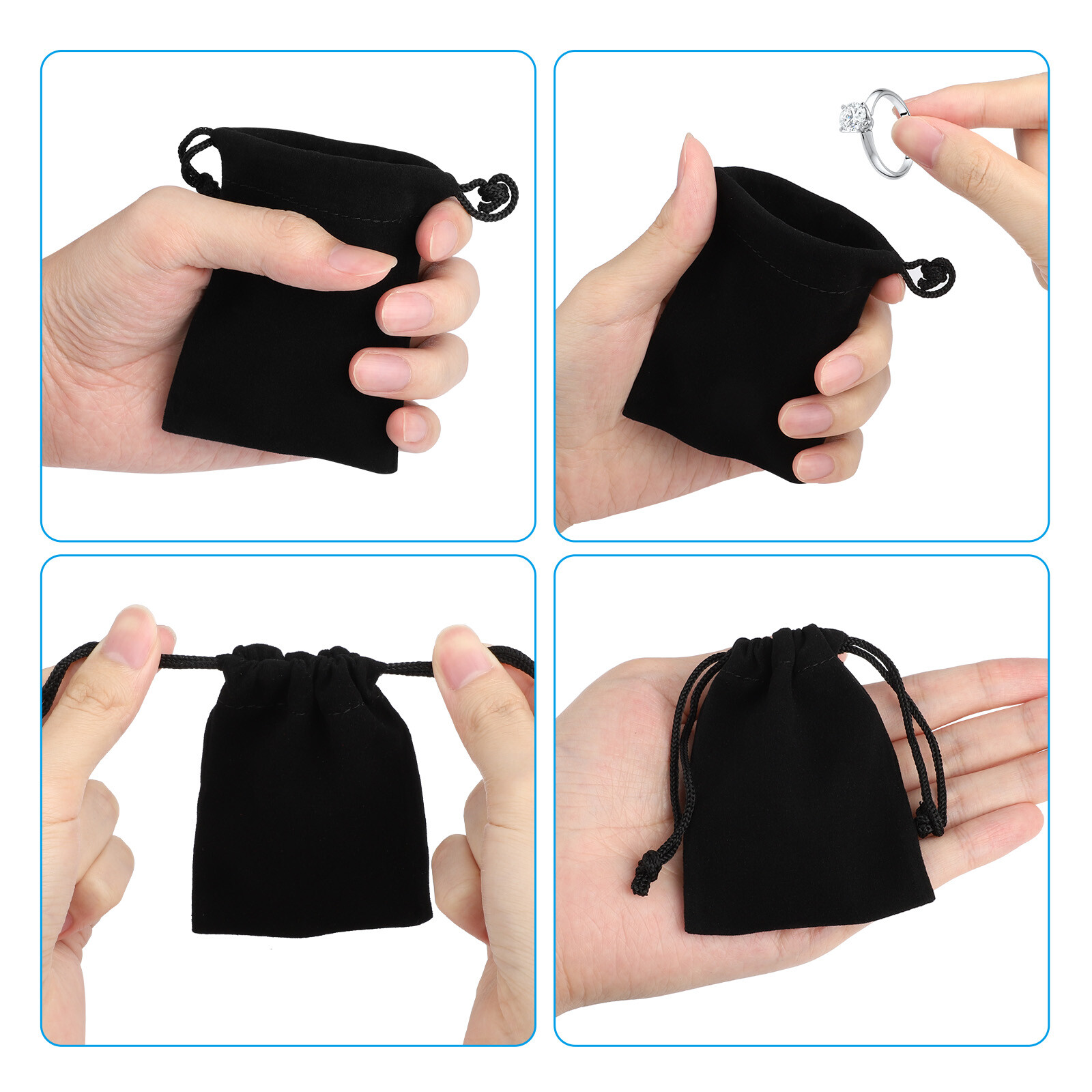 50/100Pcs Velvet Drawstring Velour Gift Pouches Ring Jewelry Bag Wedding Favors