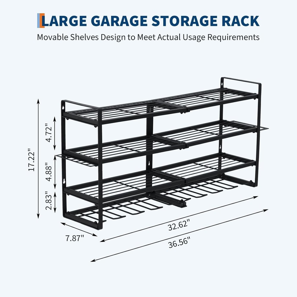8 Drill Power Tool Organizer Wall Mount Garage Storage Rack 4-Layer Drill Holder