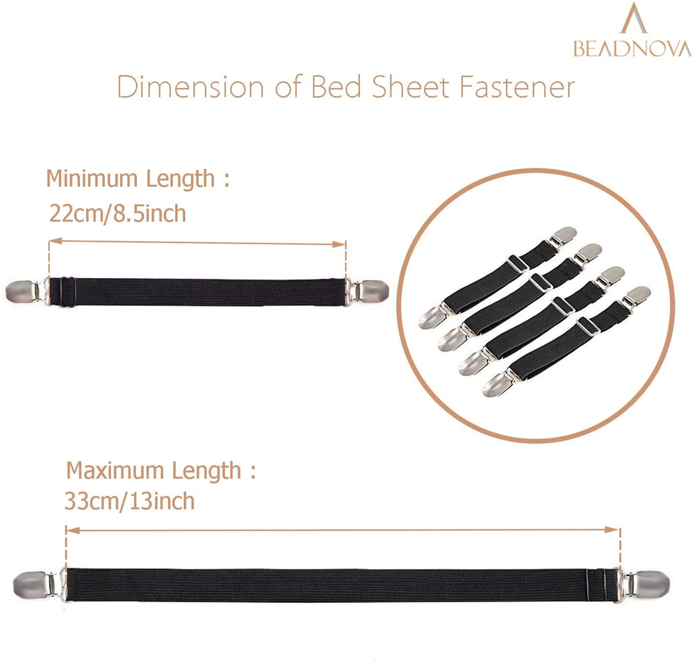 Bed Sheet Straps 4 Pcs Bed Sheet Holders Fitted Sheet Clips Adjustable Sheet