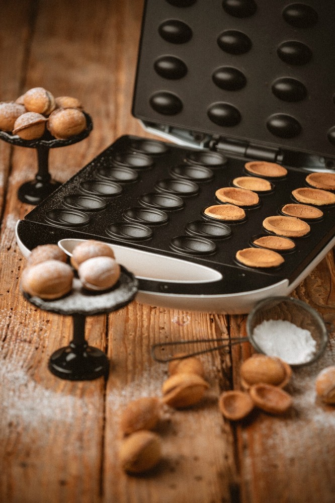 Walnut Cookie Cake Waffle Maker Орешница Nonstick Oreshnitsa 24 halves US Plug