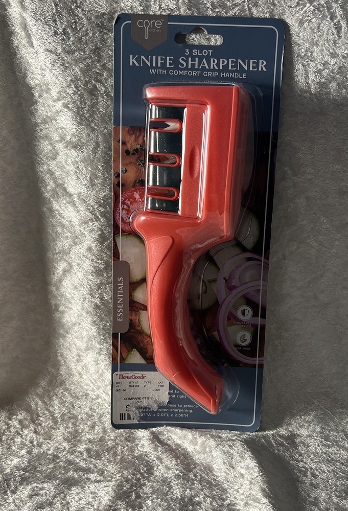 🆕 Core Kitchen Stay Sharp Comfort Grip  Knife Sharpener Red