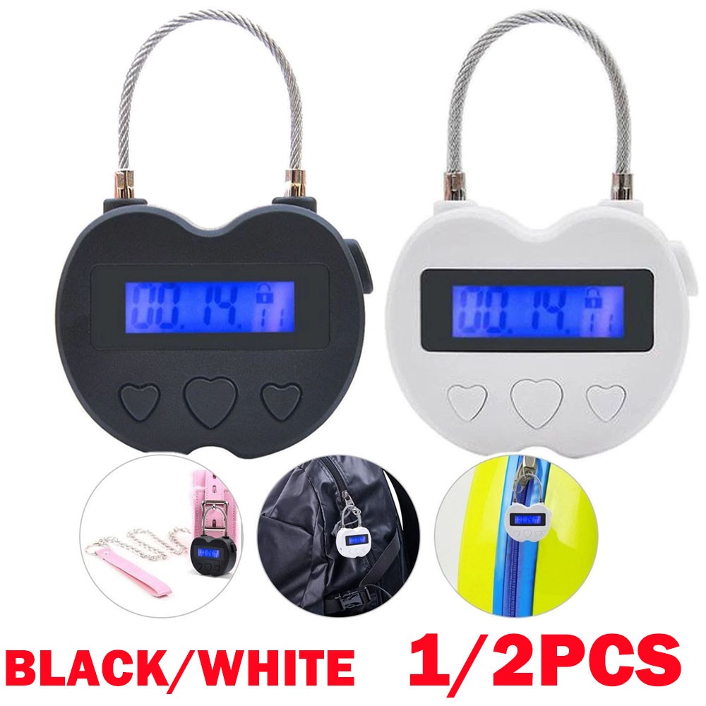 1/2Pc USB Rechargeable Smart Time Lock LCD Display Temporary Timer Padlock USA