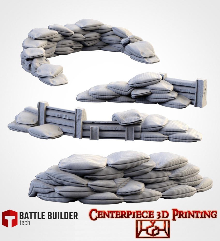 Sandbags - 3d printed Tabletop Terrain Scenery for Grim Future