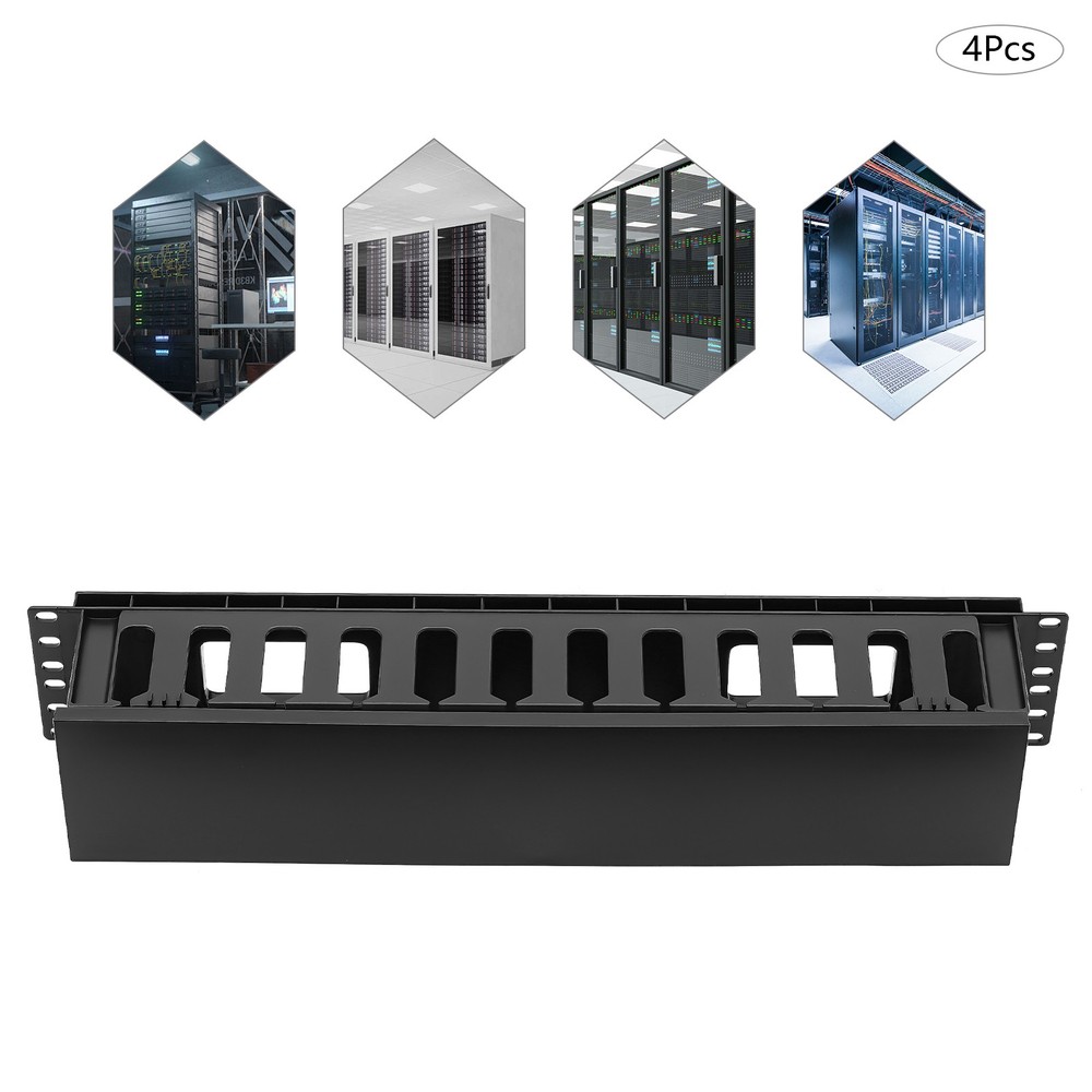 4 Pack Horizontal Rack Mount Cable Management, Cable Organizer, Cable Raceways