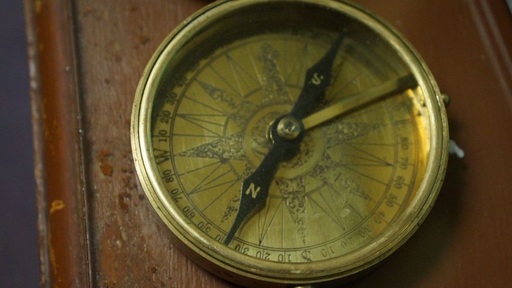 Old Brass Compass Direction Finder