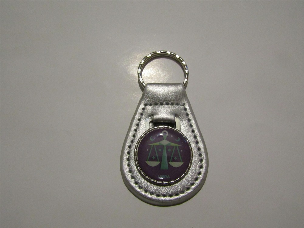 LIBRA ASTROLOGY ASTROLOGICAL SIGN LEATHER KEYCHAIN SILVER