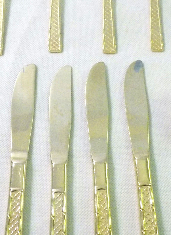 47 pc Stanley Roberts Arbor Pattern Gold Electroplate Flatware Set + Chest