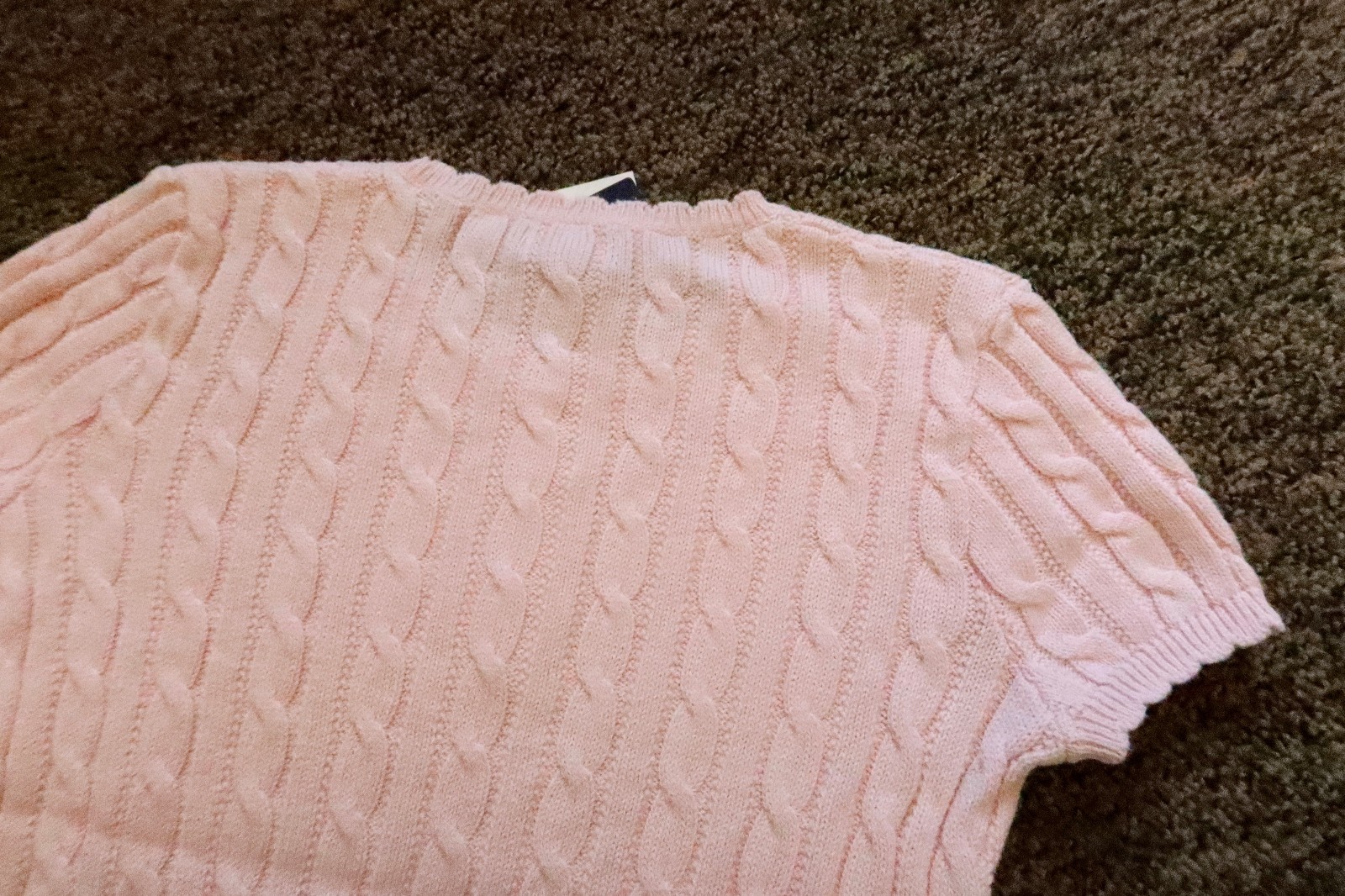 New Polo Ralph Lauren Girl's Cable Knit Sweater Dress - Size XL (16) -Light Pink