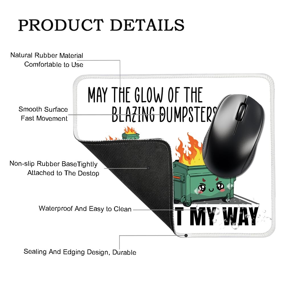 Funny Dumpster Fire Rectangular Mouse Pad, Funny Office Gift for Coworkers