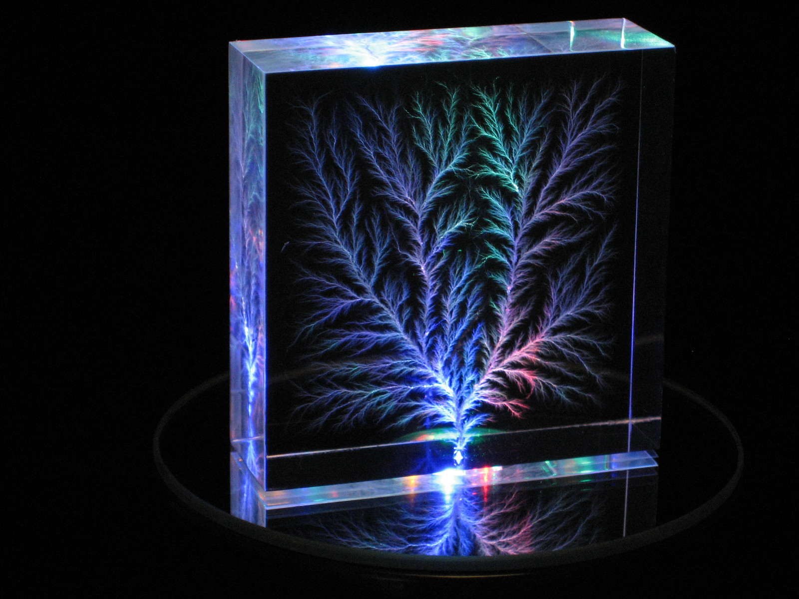 2" x 2" x 3/4" Captured Lightning Edge Lichtenberg Figure Beam Tree Sculpture