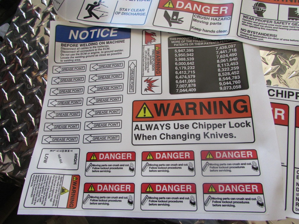 MORBARK WOOD CHIPPER SAFETY DECAL KIT FOR MULTIPLE CHIPPER MODELS