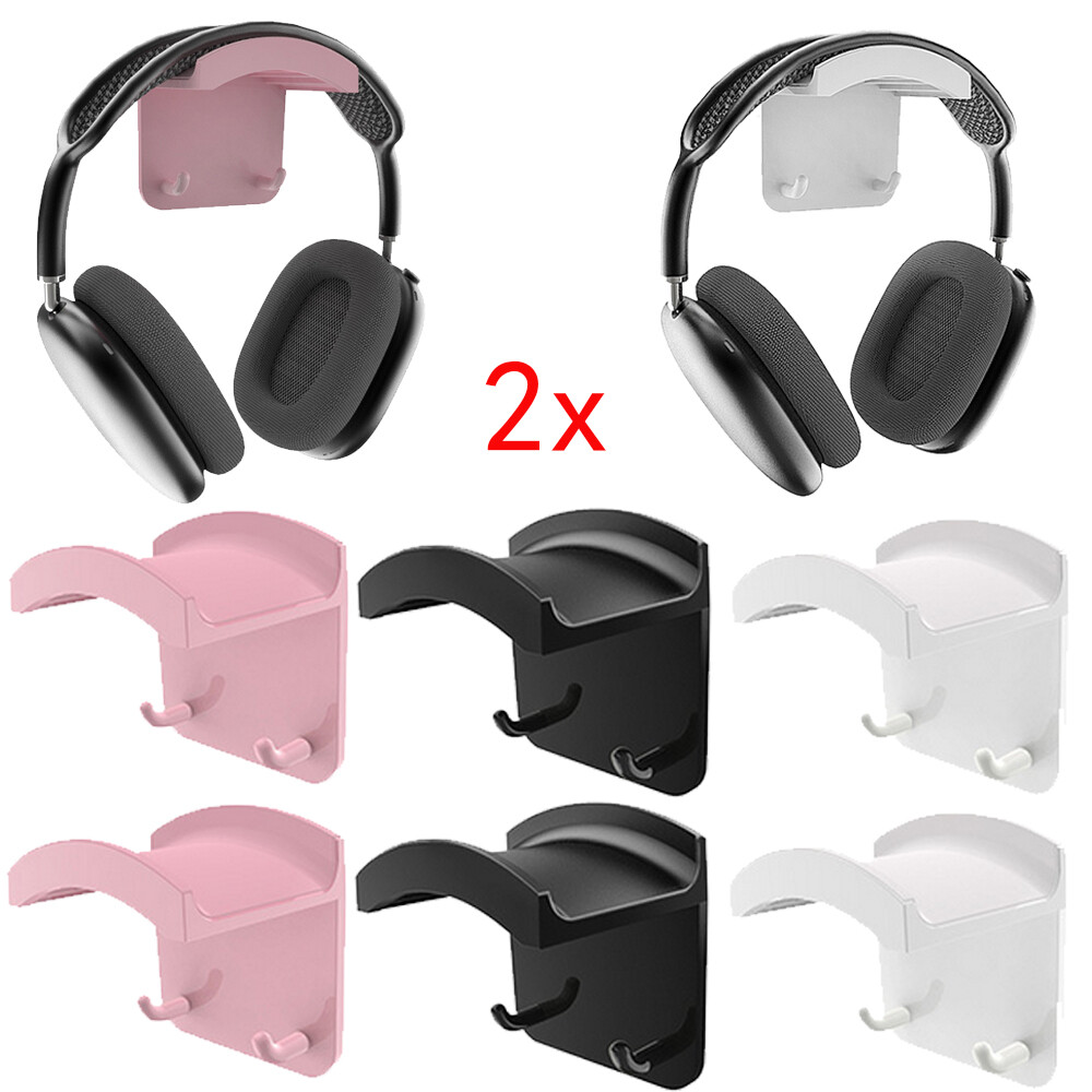 2Pcs Headphone Hanger Wall Mount Stand for Headset Space-saving Headset Holder