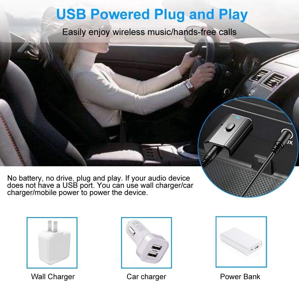 Compact Bluetooth Car Adapter: Versatile Wireless Audio Receiver/Transmitter