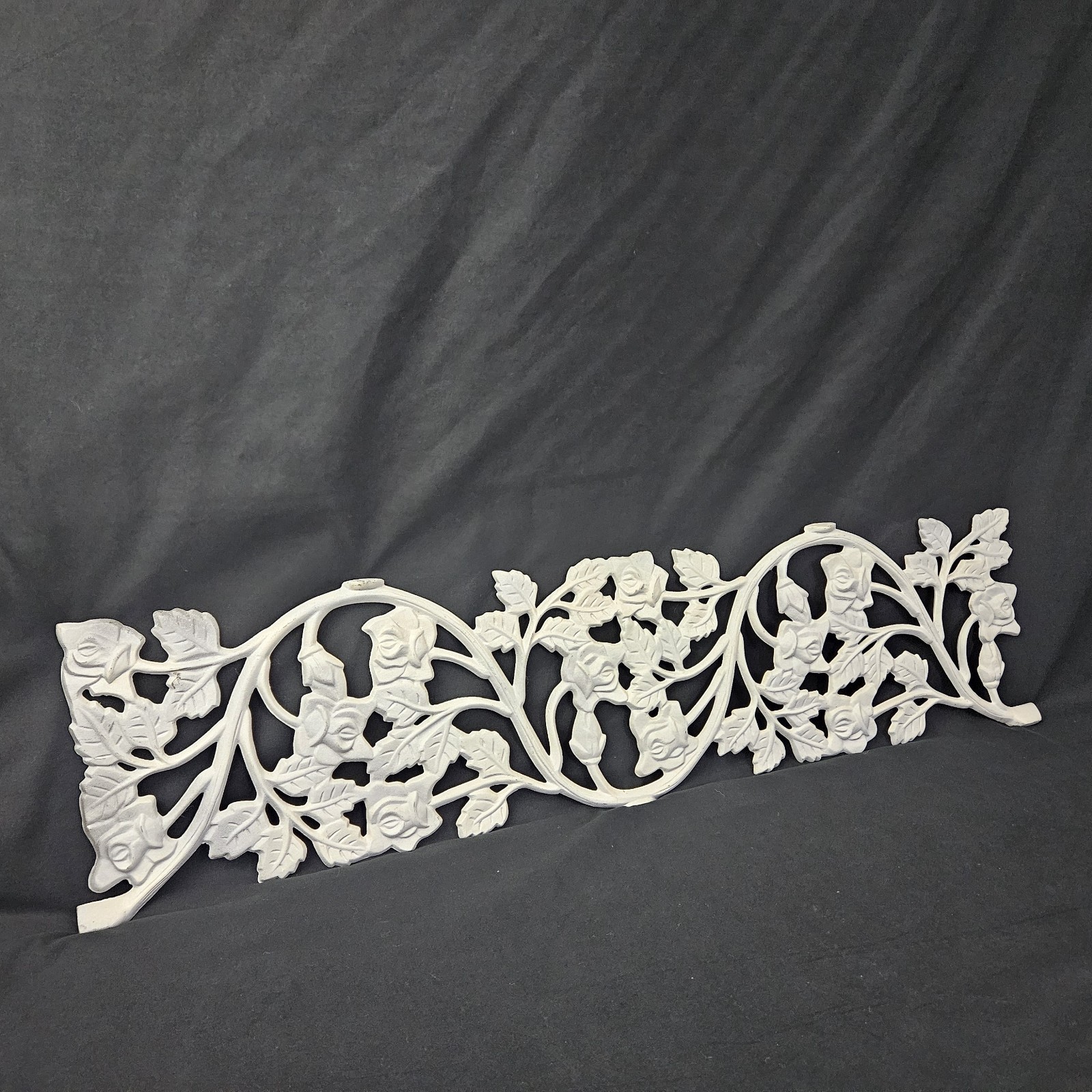 Vintage cast metal garden trellis wall decor pediment onlay