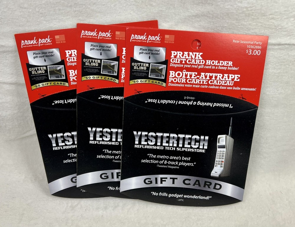 Prank Pack "Yestertech” - Gift Card Holders (3 Pack).