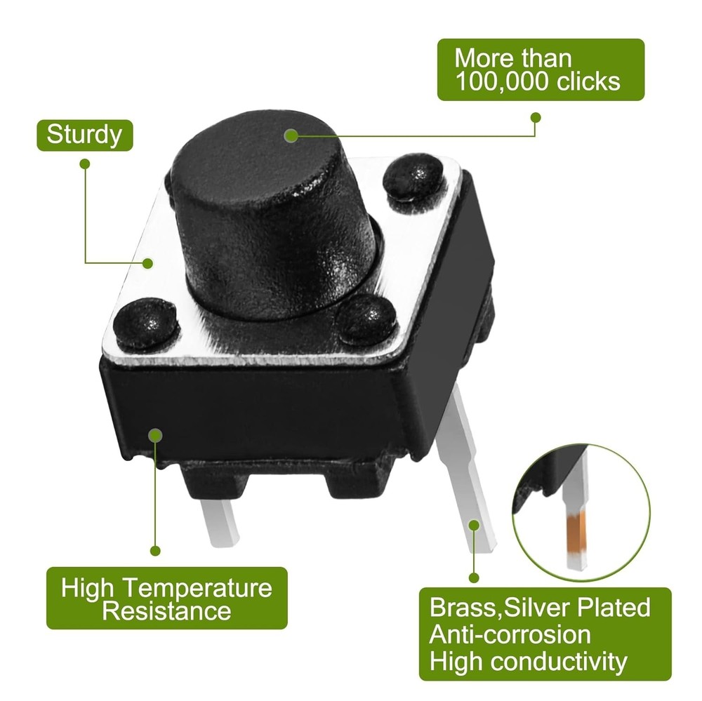 20-Pack Tactile Push Button Switch 6x6mm for Arduino & Electronics Projects