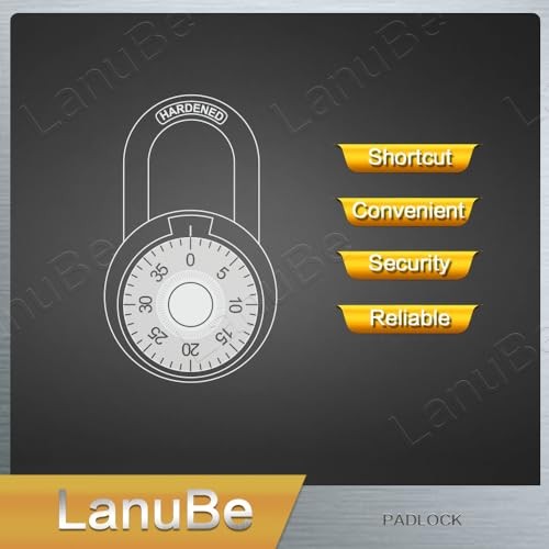 Lock Standard Dial Combination Lock, 2 in. Wide, with Different Black