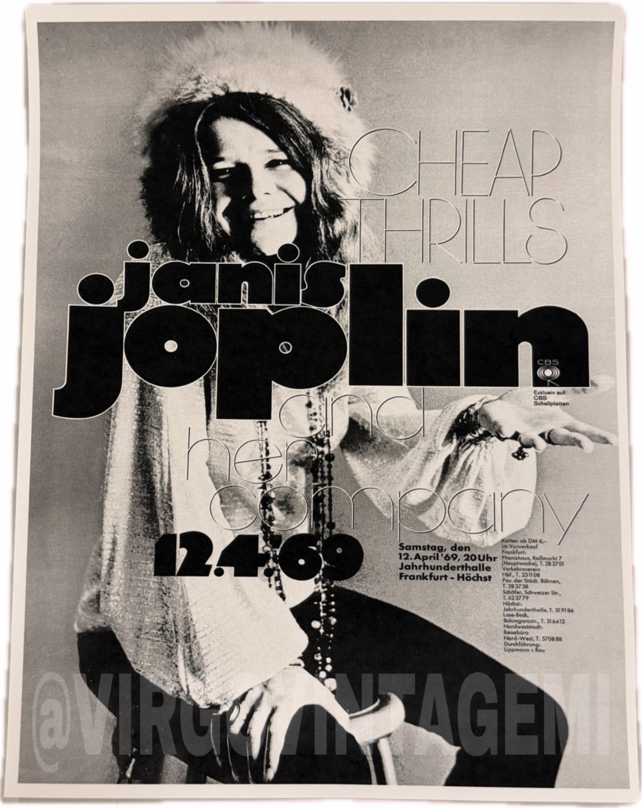 Janis Joplin and Big Brother & The Holding Company Flyer (April 12, 1969)