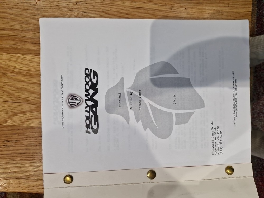 Watermarked Production Script For Unproduced Napoleon Boneparte Biopic.
