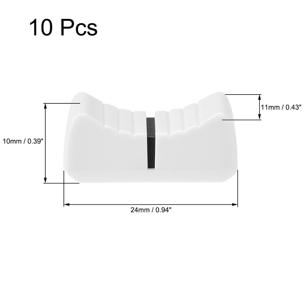 10pcs Console Mixer Slider Fader Knobs Replacement for Potentiometer White Black