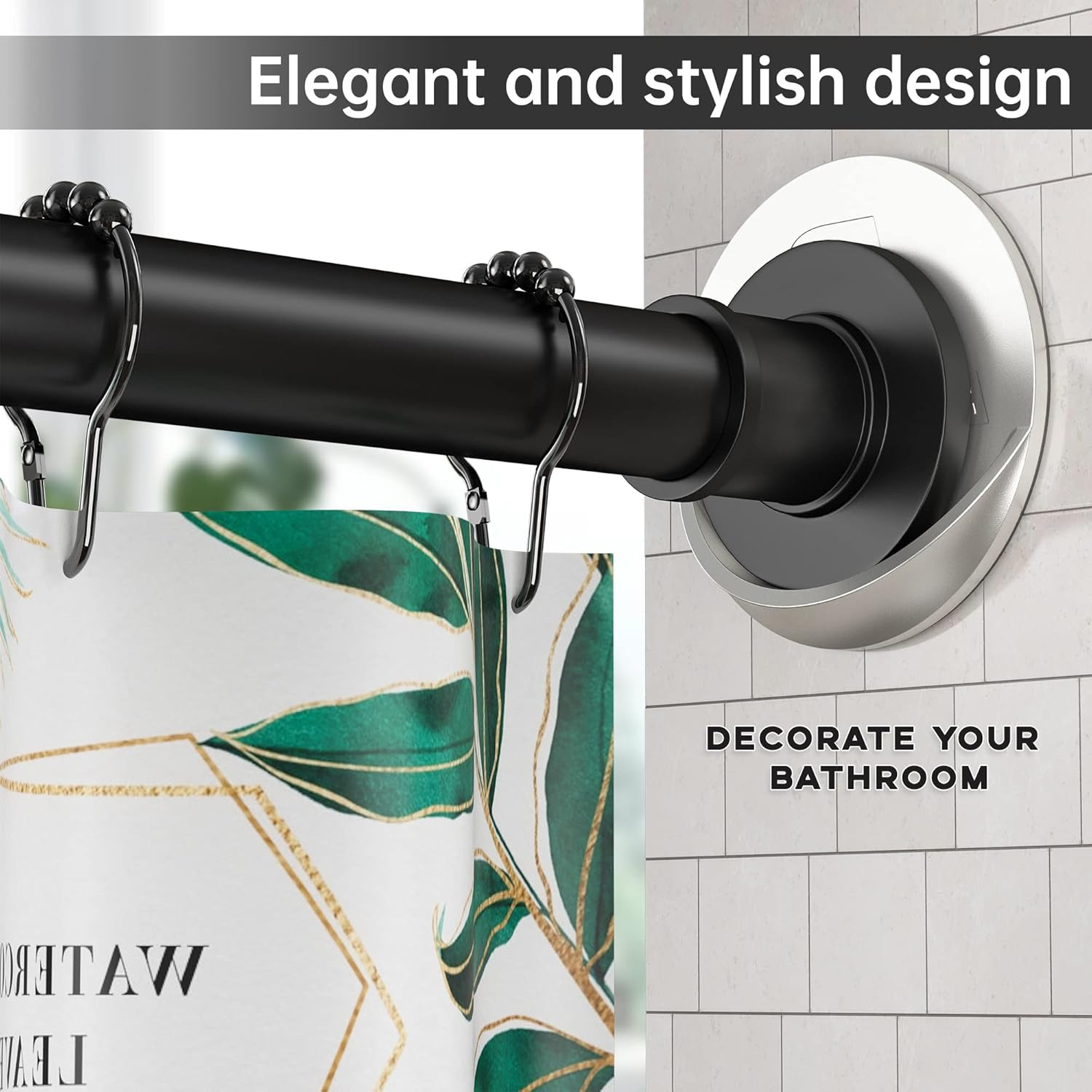 2 Pack Shower Curtain Rod Holder 3M Adhesive Waterproof 60 lbs, Nickel