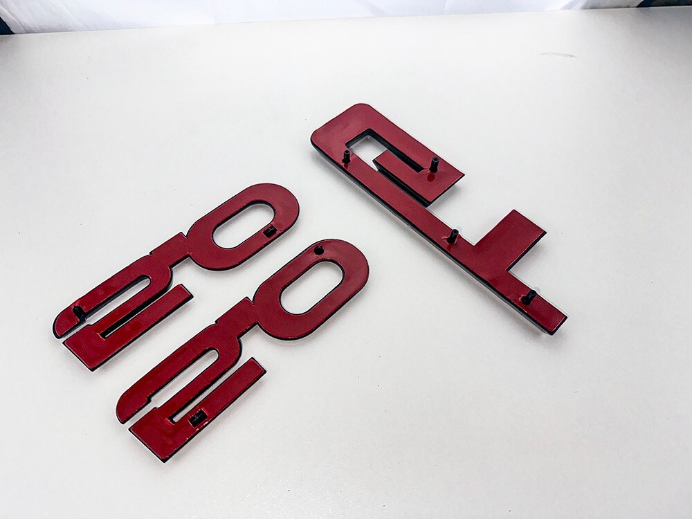 3X Set Side 5.0 Rear DeckLid GT Emblems Badges 3D Replacement Gloss Black Red