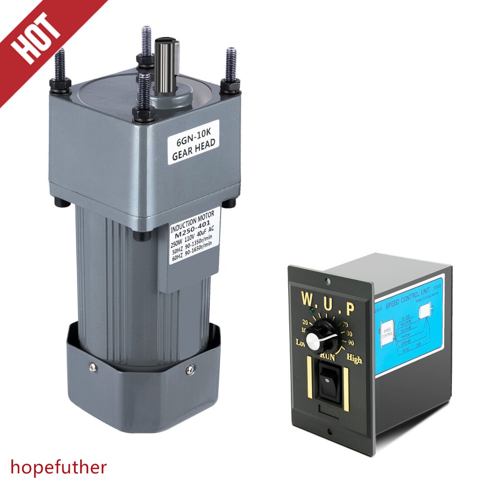 110V 250W AC Gear Reduction Motor Electric + Variable Speed Control Reversible!