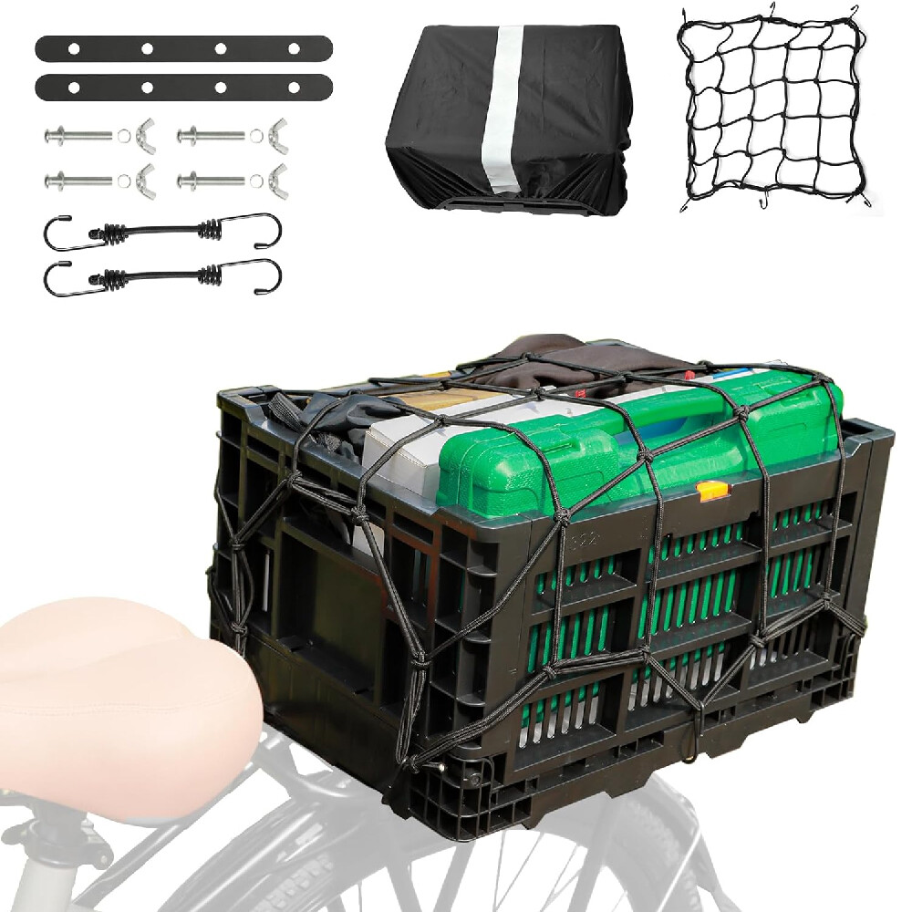 E-Bike Foldable Rear Basket, Rear Bicycle Cargo Rack, Ebike Storage Basket