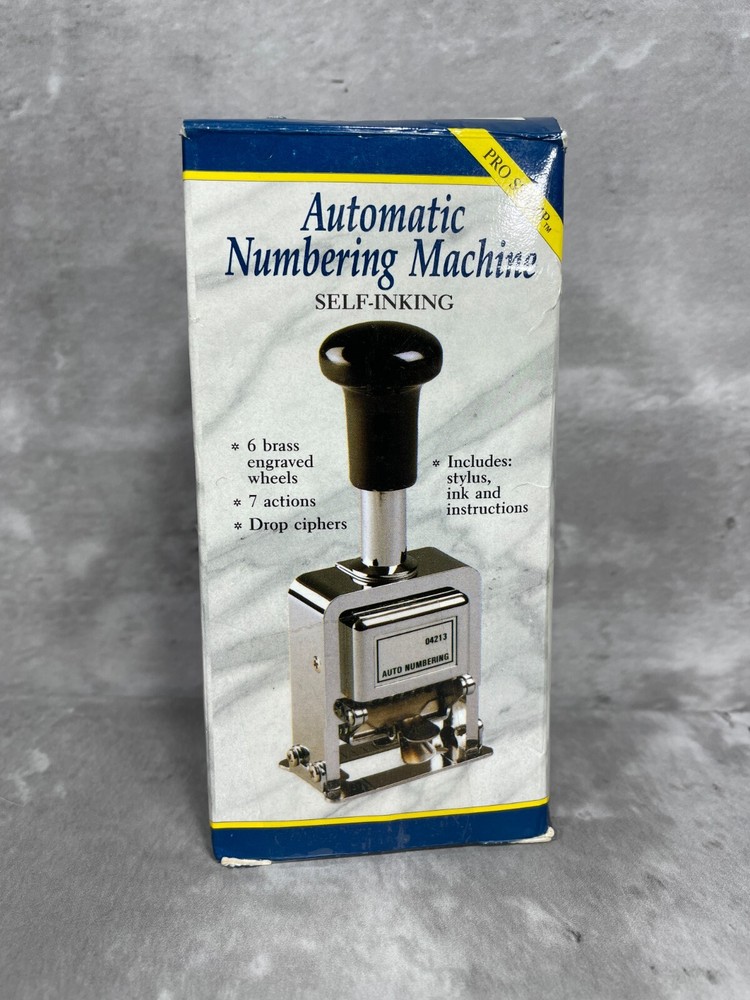 Vintage Rogers Automatic Numbering Machine Self Inking Original Box