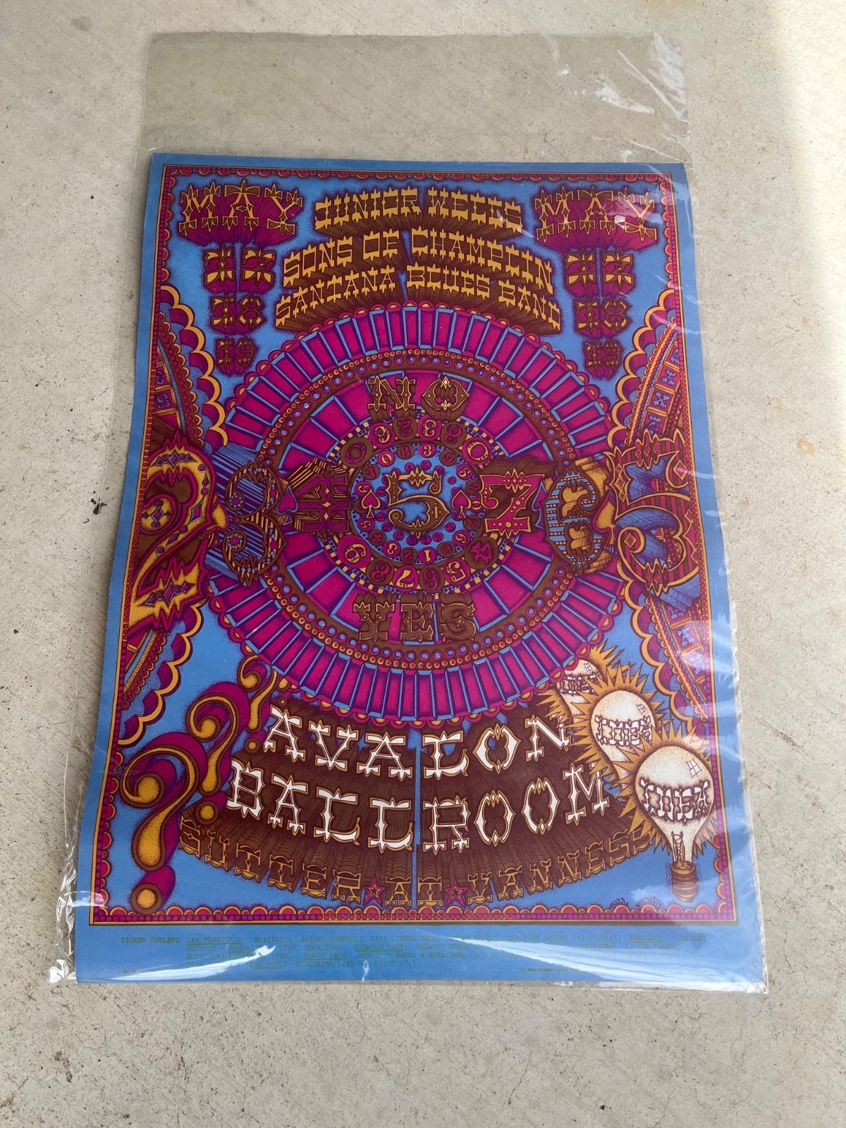 SANTANA 1968 FAMILY DOG CONCERT POSTER FD-119 JUNIOR WELLS NOT FOLDED 1ST PRINT