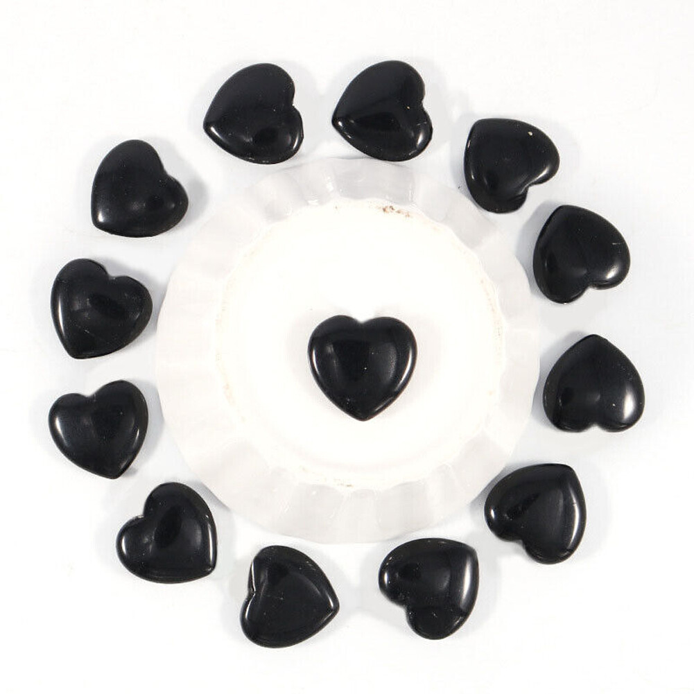 20PCS 20mm Natural Crystal Quartz Carved Heart shaped Healing Love Gemstones