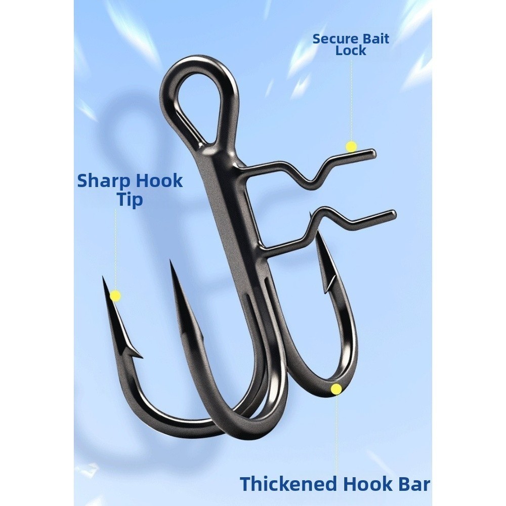 Strong and Hardened Steel Treble Hooks for Secure Fish Retention 5 Pack