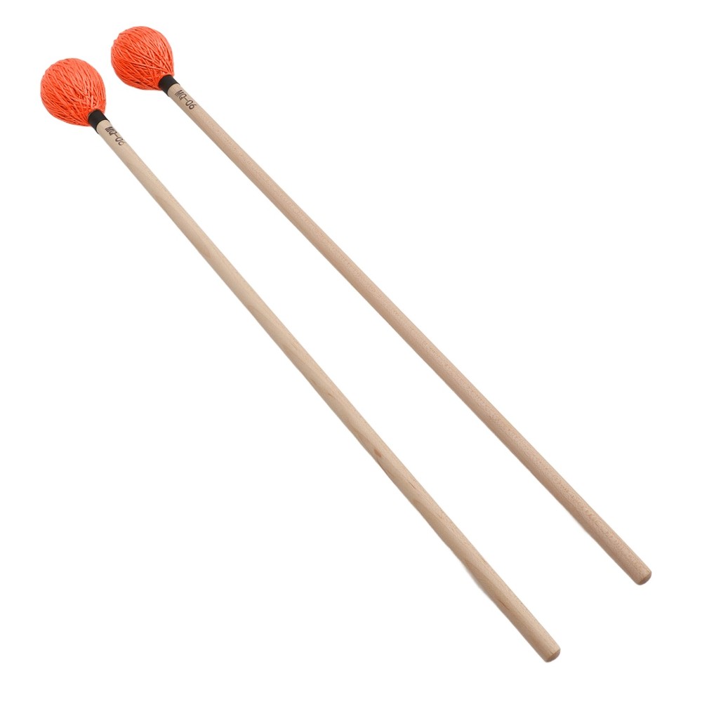 1 Pair Medium Hard Marimba Mallets For Percussion Playing Orange Excellent