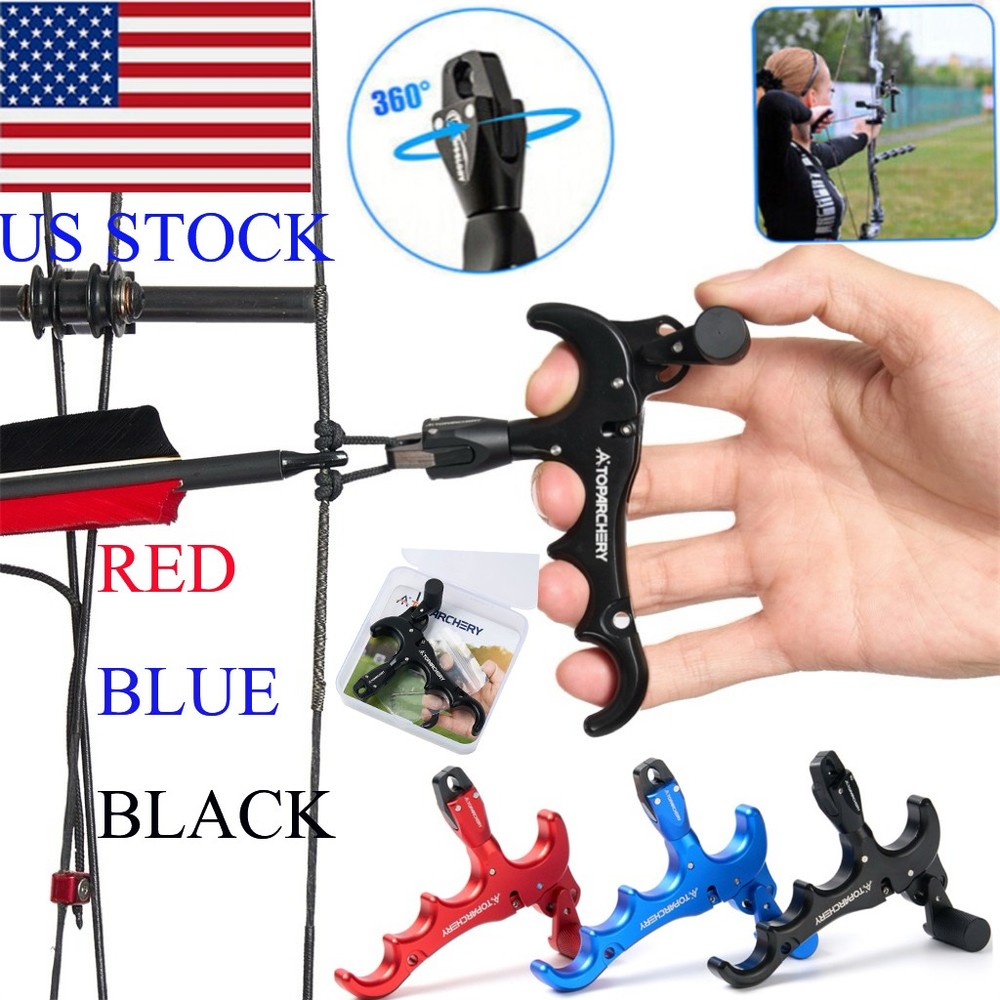 Adjustable 4-Finger Archery Compound Bow Release  Can Rotate 360° Thumb Release