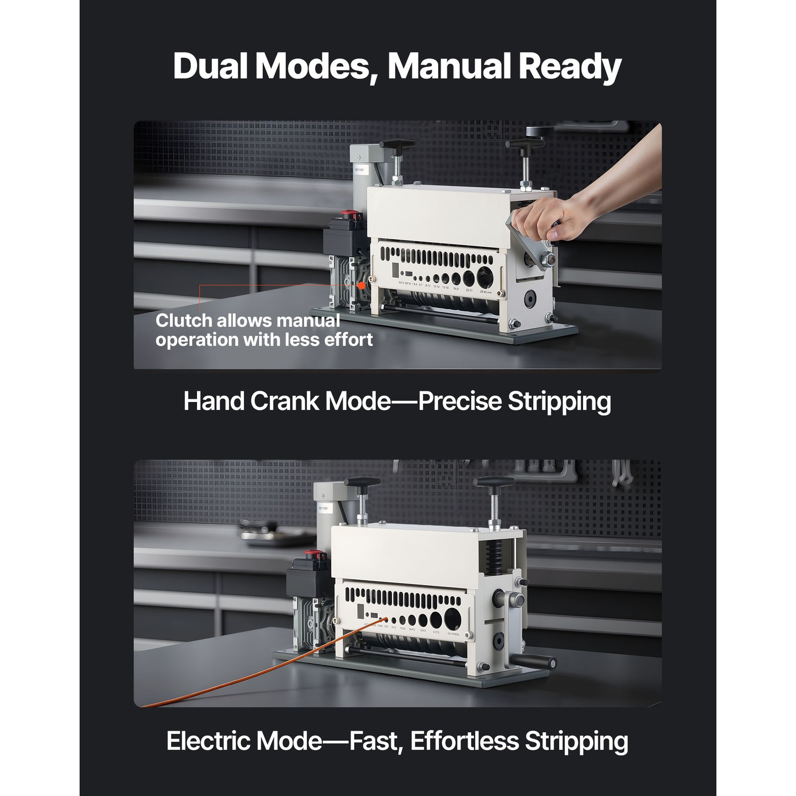 Uimoso Electric Wire Stripping Machine 370W Copper Cable Stripper 0.06''-1.57''
