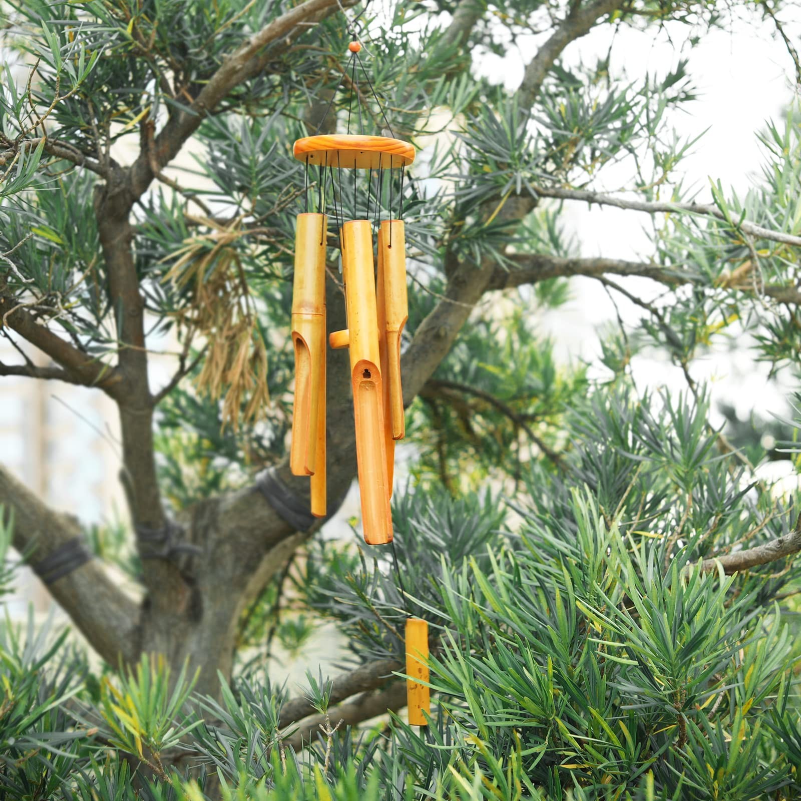 MUMTOP Bamboo Wind Chimes Outdoor Wooden Wind Chime with Amazing Deep Tone fo...