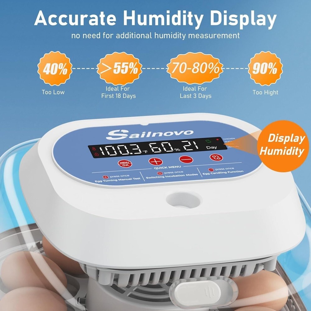 12 Egg Incubator for Hatching Eggs w/ 360° View Automatic Egg Turning&Display
