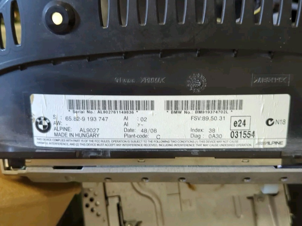 08-09 BMW E60 INFORMATION NAVIGATION DISPLAY SCREEN ID 65829193747
