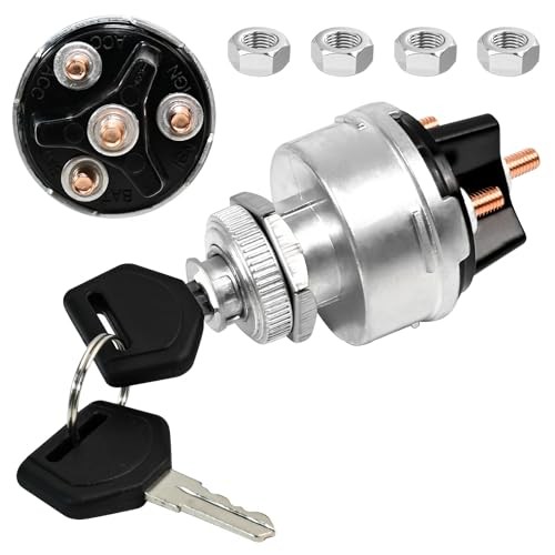 1 Set Wires Ignition Switch， with Key 4 Position Universal Black Plastic