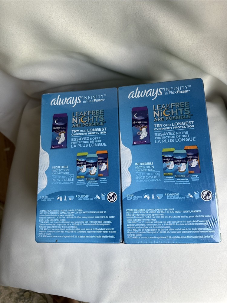 Always Infinity FlexFoam Heavy Flow Pads with Wings, 64 Count.