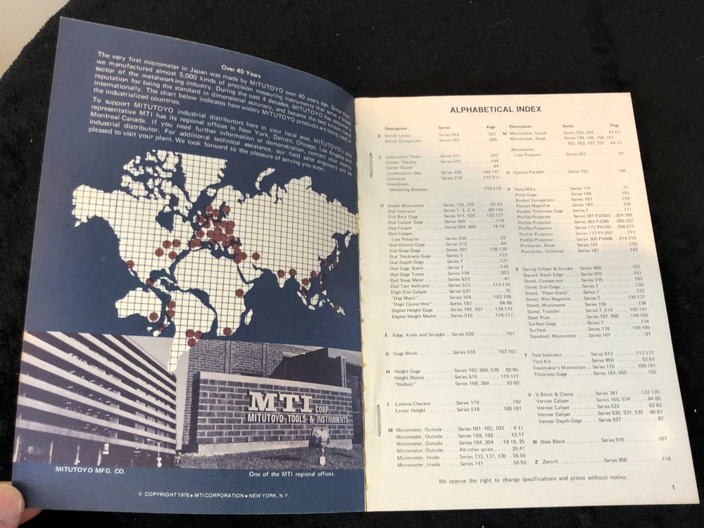 1976 Mitutoyo Measuring Instruments Catalog No. 2000 Second Edition