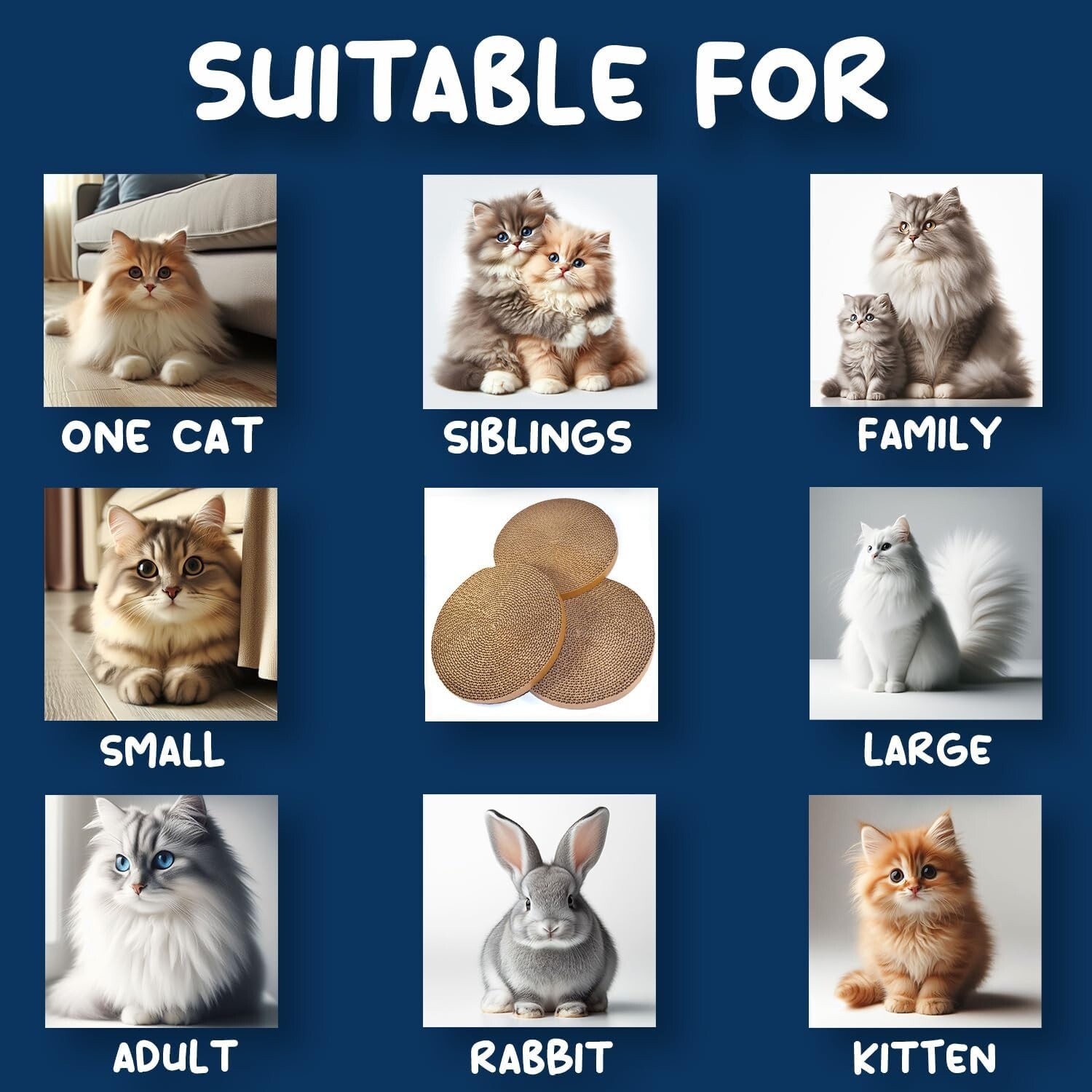 3-Pack Round Cat Scratcher Refill 10" Scratch Pads Circular Cardboard Insert